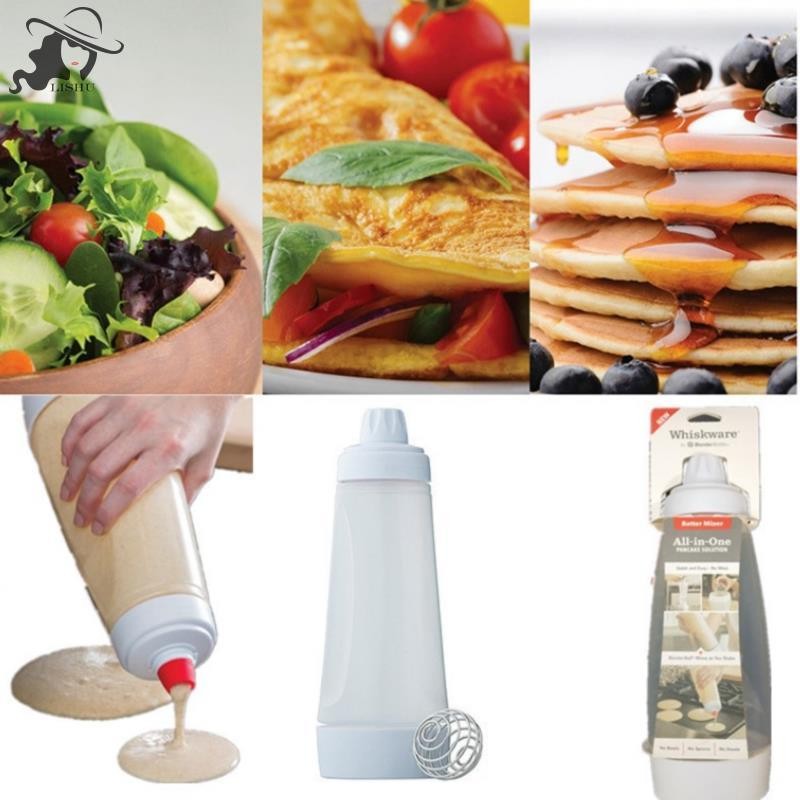 Lishu เครื่องจ่ายแป้งมือผสมขวด Cupcake Pancake Crepe Batter Dispenser th