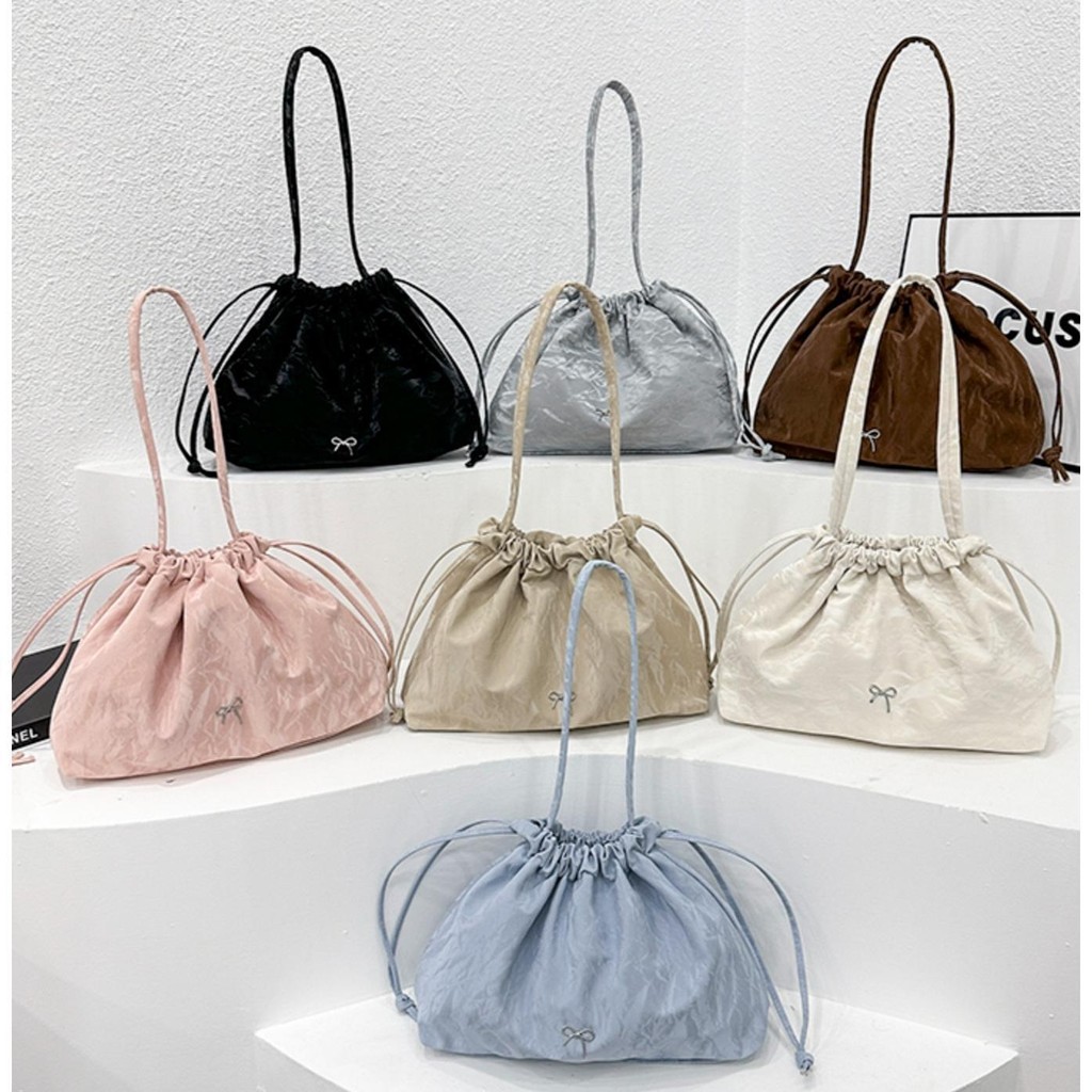 【พร้อมส่ง】missbagfashion กระเป๋าหูรูดจีบความจุขนาดใหญ่ กระเป๋าสะพายแฟชั่น