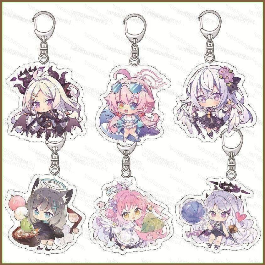 เกม Blue Archive พวงกุญแจอะนิเมะพวงกุญแจอะคริลิคน่ารักกระเป๋าจี้ Kasumizawa Miyu Takanashi Hoshino พวงกุญแจของขวัญ