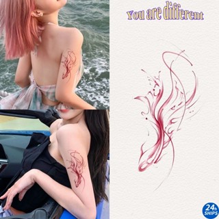 ดอกไม้เงาปลารูปแบบสักสาวเซ็กซี่แขนสักสติกเกอร์รอยสักกันน้ําต…