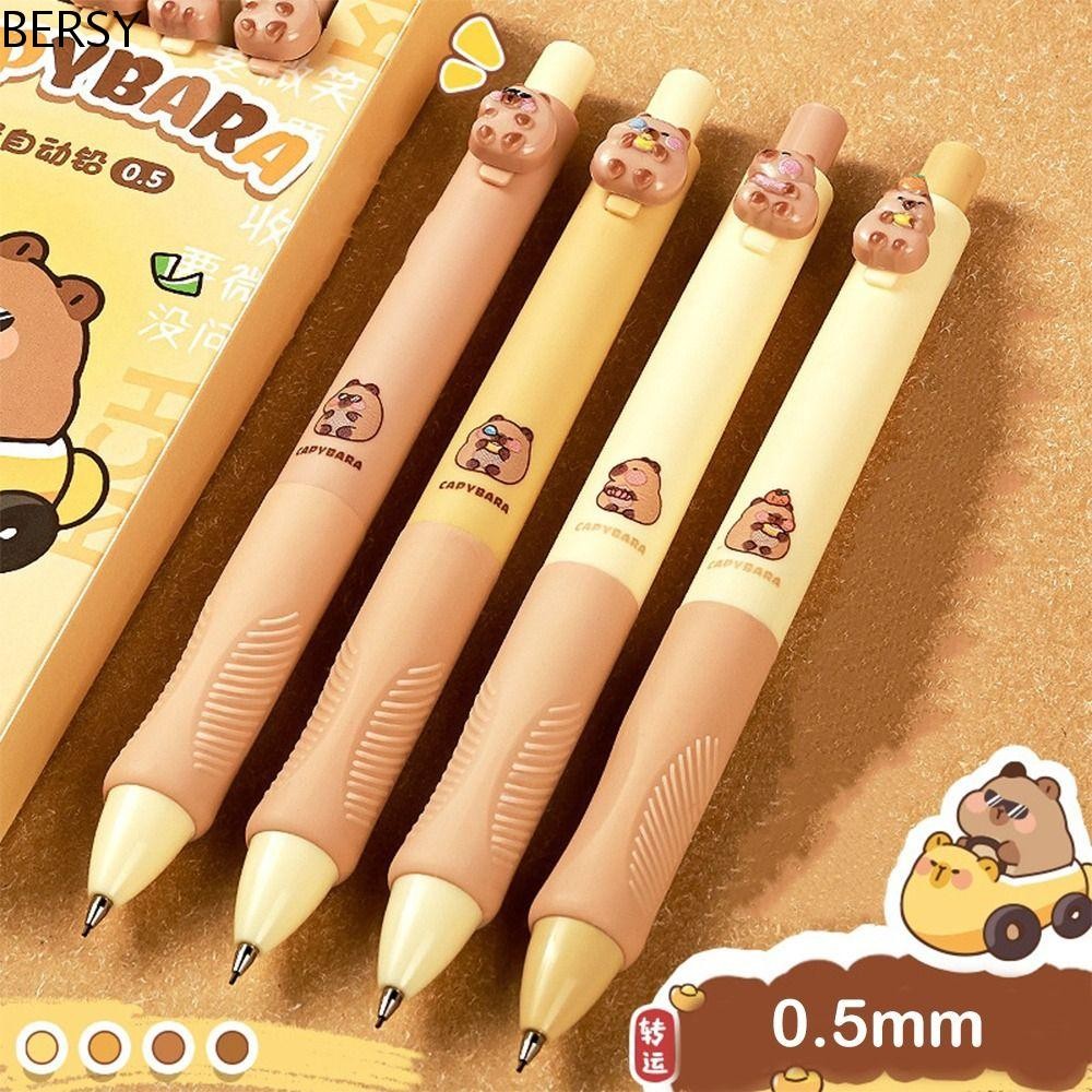 Besy 4PCS 0.5 มม.ดินสอ Propelling,ความงาม Soft Grip Capybara Panda ดินสอ, Kawaii เขียนวาดดูดีดินสออัตโนมัติโรงเรียน Office