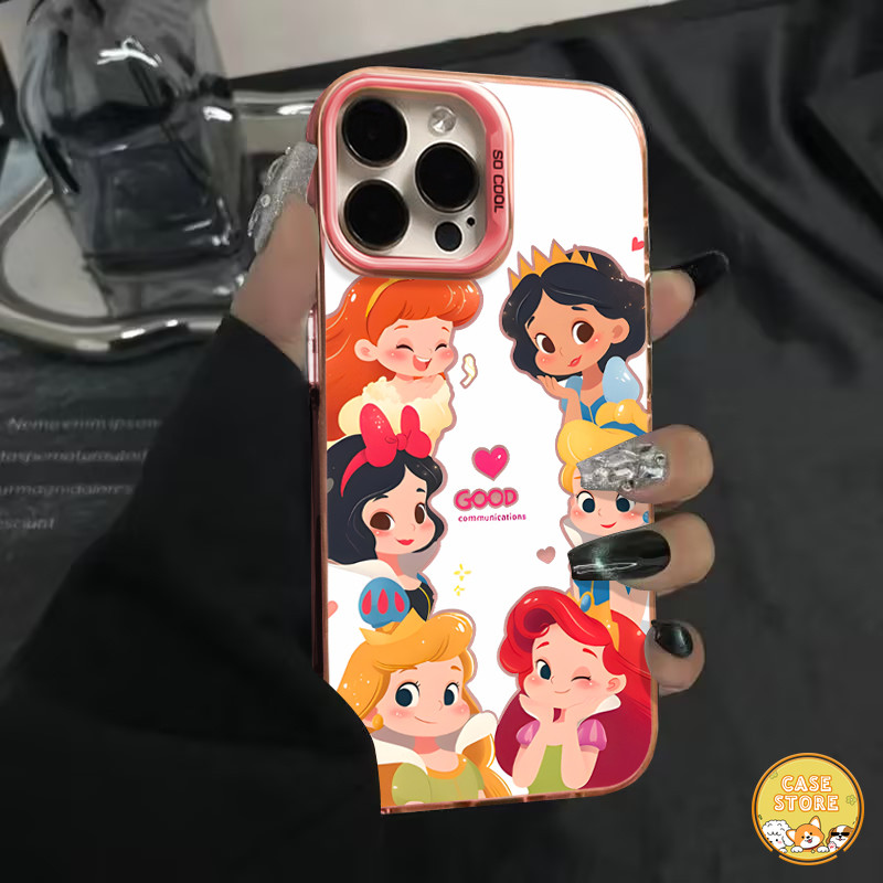 เคส IMD ชุบเจ้าหญิงสุดน่ารัก เข้ากันได้กับ iPhone 16Pro 13 15 11 Pro Max 7 8 Plus 12 16 14 Pro Max XR 16Plus X XS Max SE