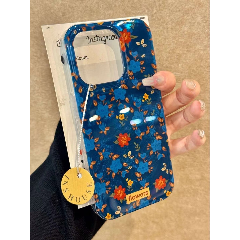 Imd ดอกไม้แบบเต็มหน้าจอเหมาะสําหรับ iPhone16promax เคสโทรศัพท์ Apple 15pro 14 Double Layer 13/12/11 เคส GZ0K
