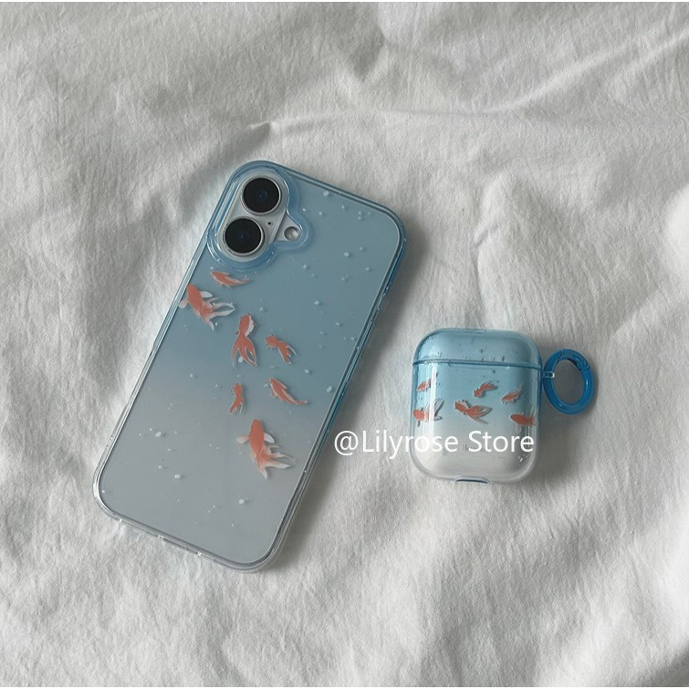 เคสหูฟัง TPU สําหรับ AirPods 4 [2024] AirPods Pro2 Pro 3 2 1 Apple หูฟังไร้สายป้องกันปลาสีฟ้า