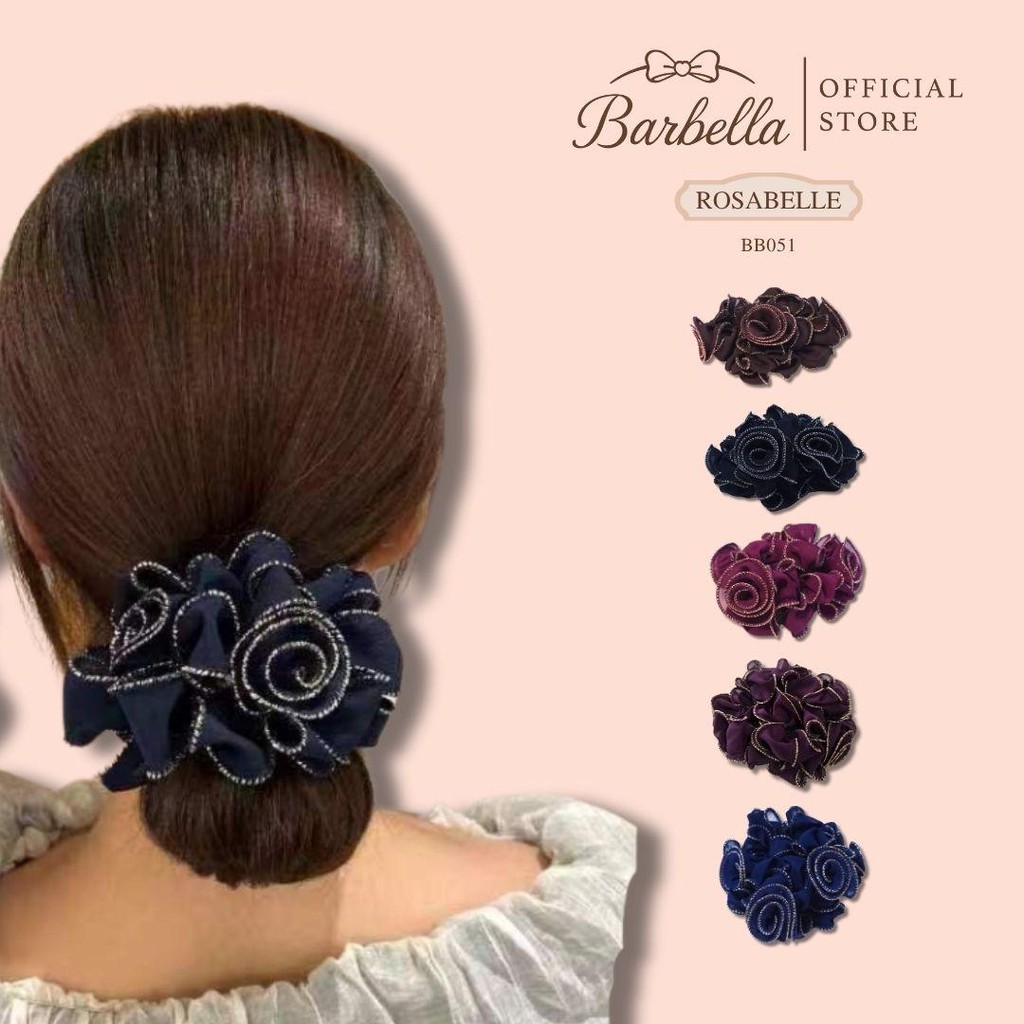 Barbella ยางรัดผมดอกกุหลาบหรู ประดับมุก สไตล์เจ้าหญิง รุ่น Rosabelle (BB051)