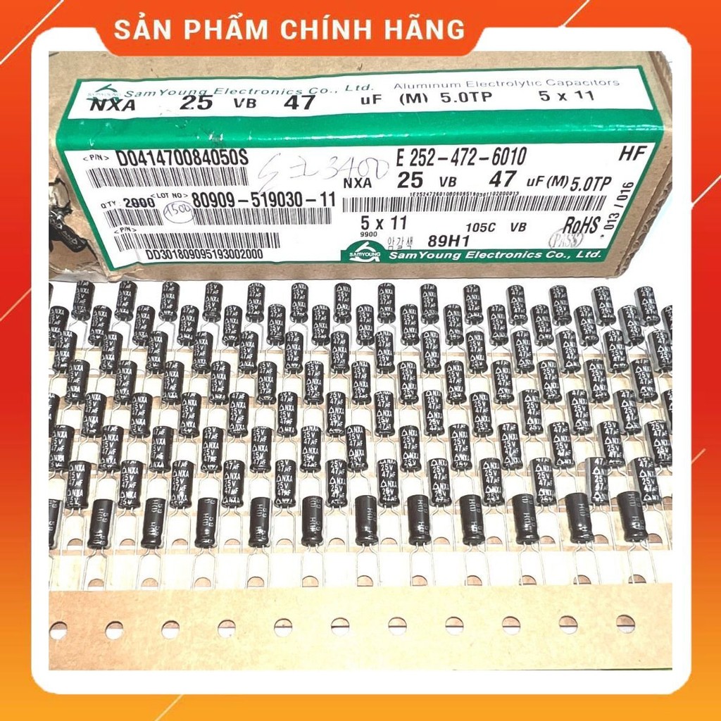 [ 10 ชิ้น ] CAPACITOR 25V 47UF Size: 5x11mm SAMYOUNG (25V47UF 47UF25V 47UF 25V )