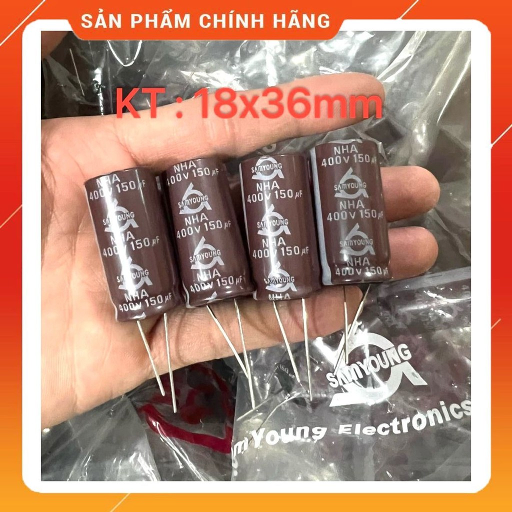 [ 2 ชิ้น ] POWER CAPACITOR 400V 150UF ขนาด: 18x36mm SAMYOUNG (400V150UF 150UF 400V )