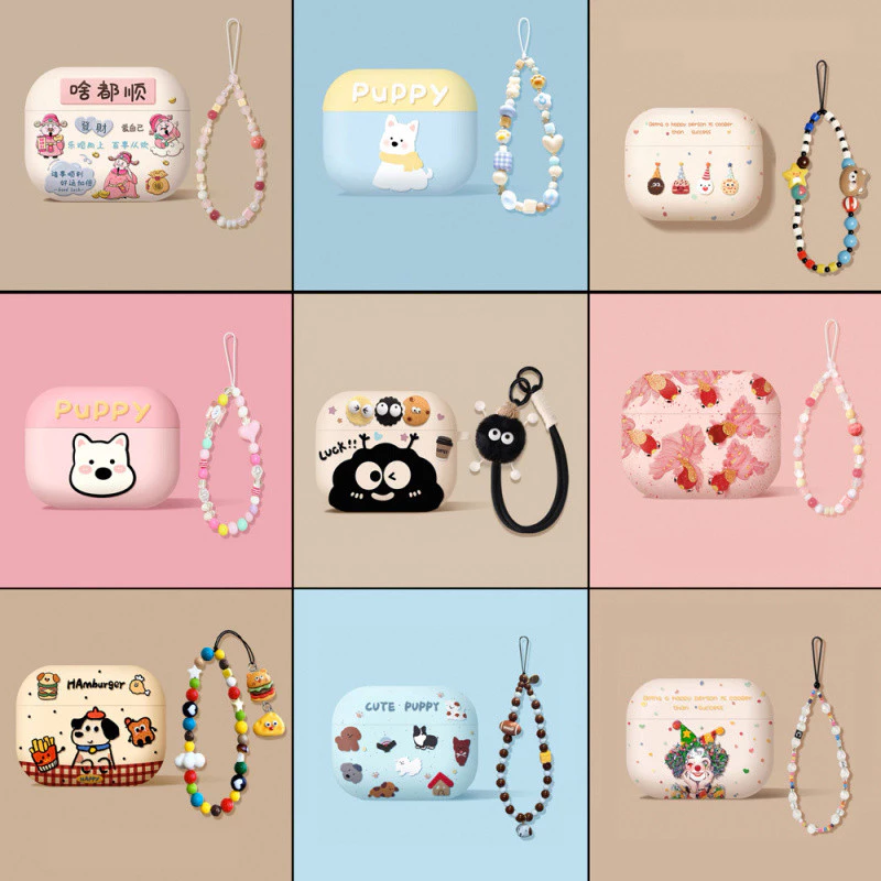 ใช้ได้กับเคส AirPods 4 พร้อมสายรัดน่ารักการ์ตูน Airpods Pro2/Pro/3/2/1 รุ่นหูฟังครอบคลุมครอบคลุมเต็มรูปแบบ