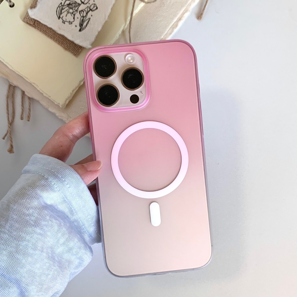 Minimalist Gradient Premium สไตล์ใหม่แฟชั่นผิวรู้สึกเคสโทรศัพท์เหมาะสําหรับ iPhone 16Plus/13/11/15ProMax/12Pro/16ProMax/13Pro/14ProMax/16 Matte Shock-proof Magnetic Protection Soft Case