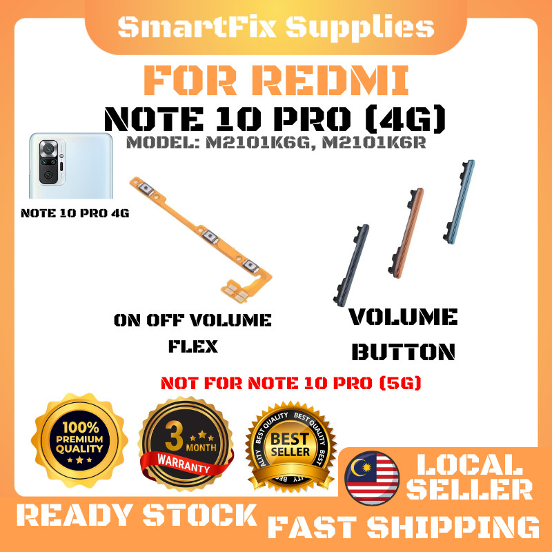 สําหรับ Redmi หมายเหตุ 10 Pro 4G M2101K6G, M2101K6R เปิดไฟ + Volume Ribbon Flex ปุ่มเปิด Off & Volum