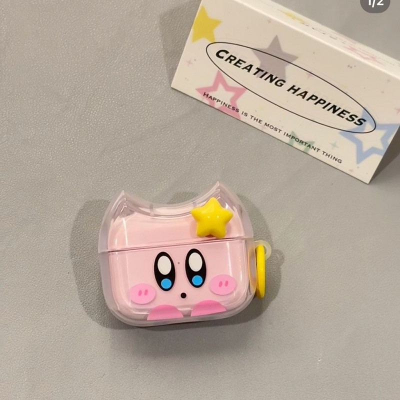 3D Star Kirby AirPods 1/2/3/4 เคสหูฟังไร้สายบลูทูธ AirPods Pro หูฟังฝาครอบป้องกัน ราคา ถูกที่สุด ดีลบีเคเค