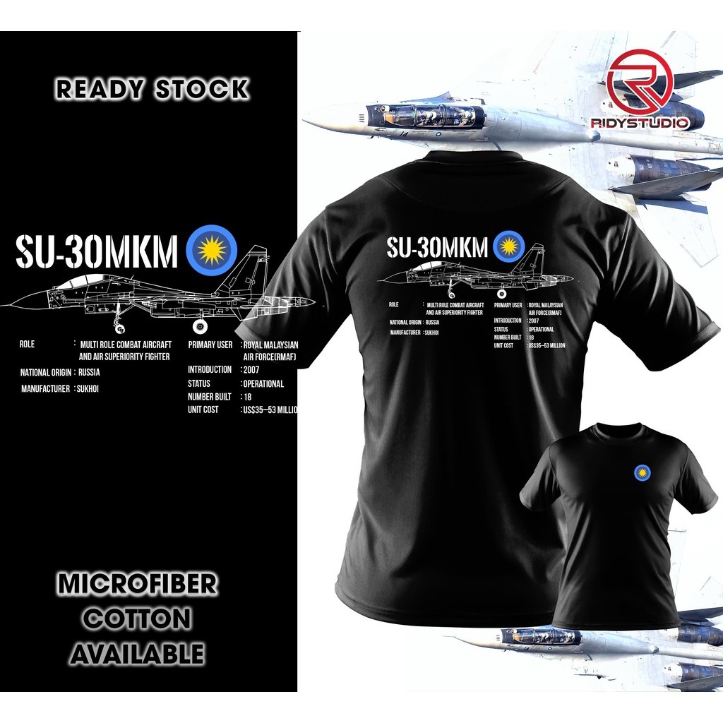 เสื้อยืดสำหรับหน่วยรบพิเศษมุมมองด้านข้าง Sukhoi Su-30MKM ของกองทัพอากาศมาเลเซีย ยูนิเซ็กซ์