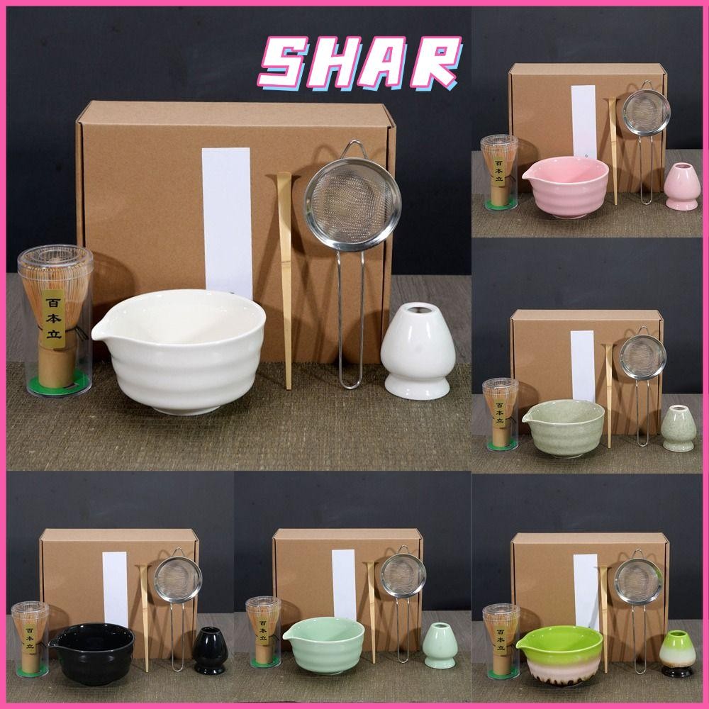 SHAR 5ชิ้นชุดน้ําชามัทฉะญี่ปุ่น,นํามาใช้ใหม่ไม้ไผ่เซรามิกมัทฉะปัดชุด,DIY ชุดชาญี่ปุ่นชาเขียว Matcha 
