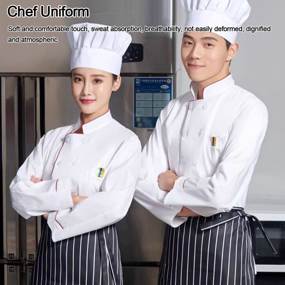 เสื้อเชฟสีขาว แขนยาว ระบายอากาศดี เหมาะสำหรับใช้งานในห้องครัว - รูปที่ 4