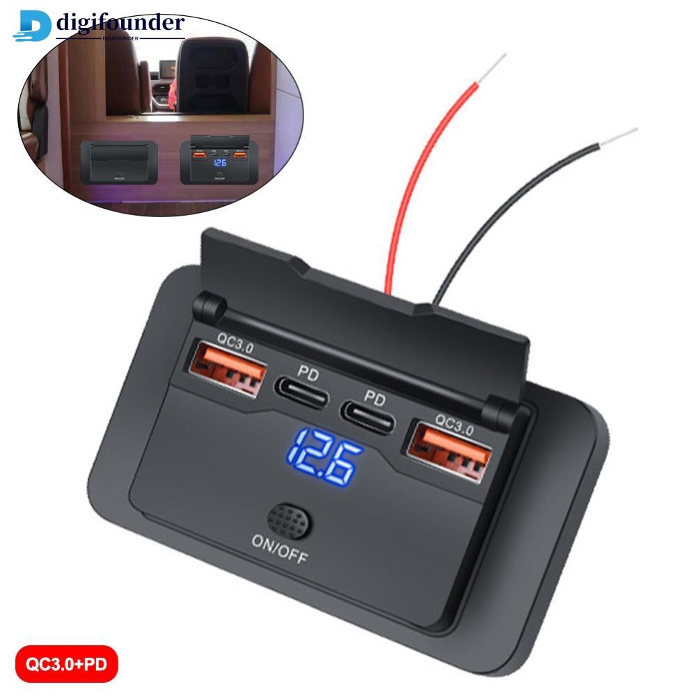 DIGIFOUNDER รถ Bus Charger ซ็อกเก็ตอะแดปเตอร์ 2 QC3.0 Quick Charge 2 PD ประเภท C พอร์ต USB USB USB แ