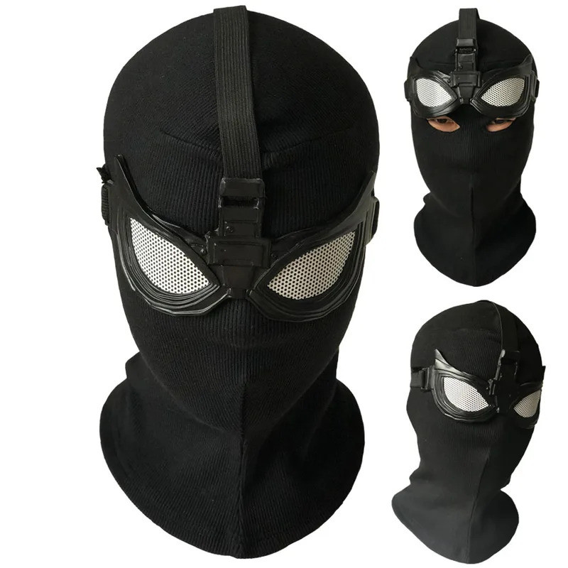 Superhero Peter Parker Spider Mask คอสเพลย์ Stealth ชุดหมวกกันน็อคสีดําฮาโลวีน Masquerade Party เครื