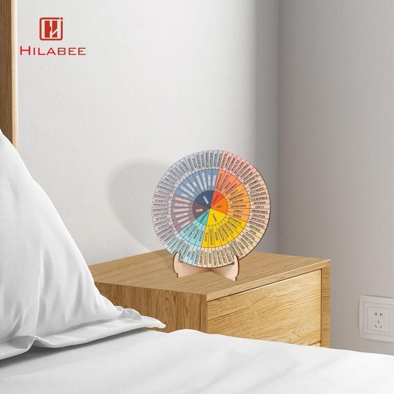 [hilabee] Feeling Wheel Emotions Chart Mood Wheel Round Mental Health โต๊ะสองด้าน