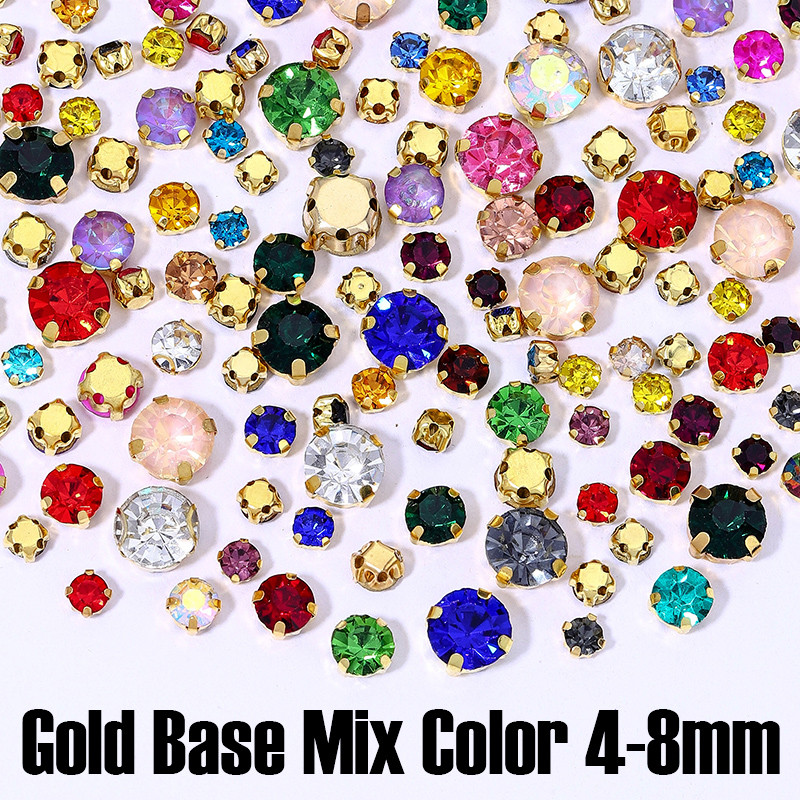 คริสตัล QIAO 4-8MM หลายขนาด สำหรับงานเย็บผ้าและหัตถกรรม เหมาะสำหรับตกแต่งเสื้อผ้า