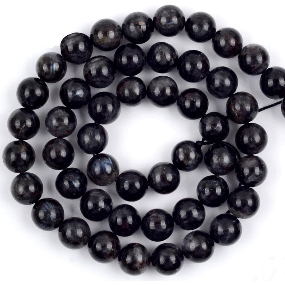 6/8/10 มม.ธรรมชาติสีดํา Hypersthene รอบหินลูกปัดสําหรับเครื่องประดับทํา DIY เย็บปักถักร้อยสร้อยข้อมื