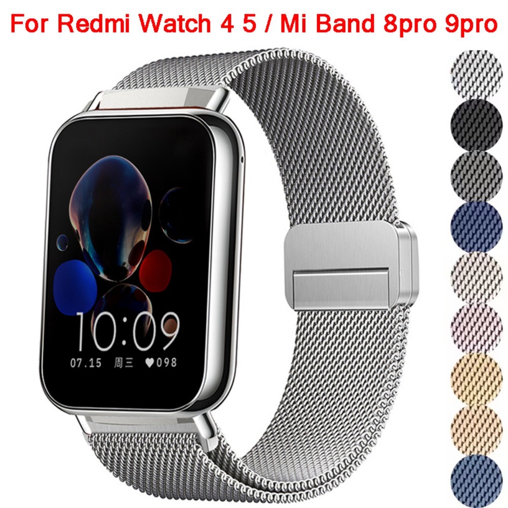สายรัดแม่เหล็กสําหรับ Miband 9pro 8pro Smart Watchband สําหรับ Redmi watch 5 4 สายรัดข้อมือระบายอากาศ