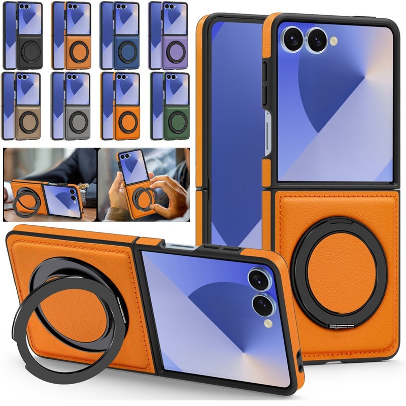 สําหรับ Samsung Galaxy Z Flip 7 FE 6 5 4 3 เคสแม่เหล็กหมุนแหวนขาตั้งฝาครอบกันกระแทก