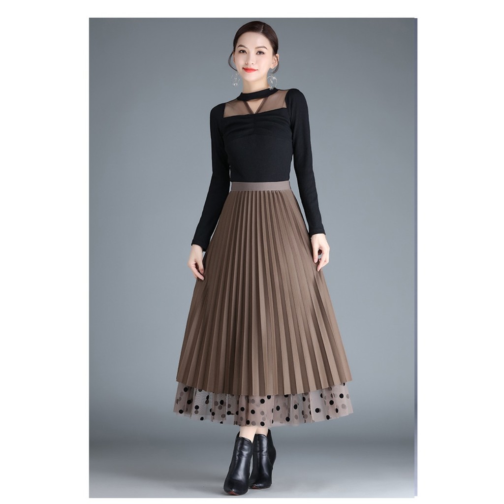 กระโปรง Tulle ลายจุดสำหรับผู้หญิง แบบ A-line ทรงกลาง มีเอวด้านบนยืดได้ พร้อมขอบกระโปรงกว้าง QT2671 — صورة 8