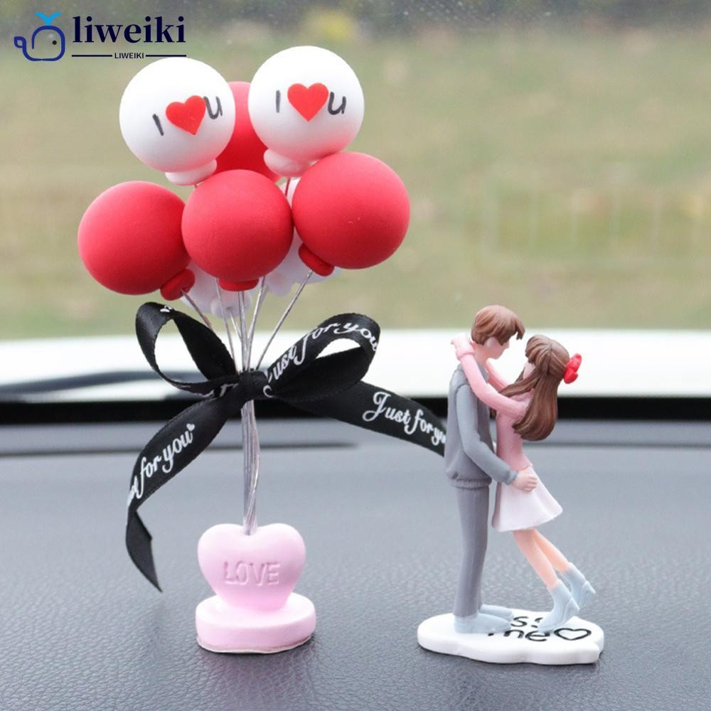 LIWEKI 2 ชิ้น/เซ็ตรถ Dashboard ตุ๊กตา Creative คู่คริสตัลบอลลูน House เครื่องประดับตกแต่ง Bench Auto