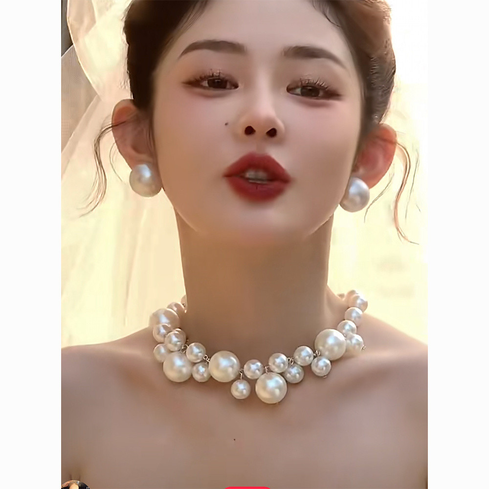 [YY] สร้อยคอมุกเจ้าสาวสไตล์นางฟ้าสไตล์โมริหวานลดอายุระดับไฮเอนด์สร้อยคอลูกปัดมือชุดแต่งงานอุปกรณ์เสร