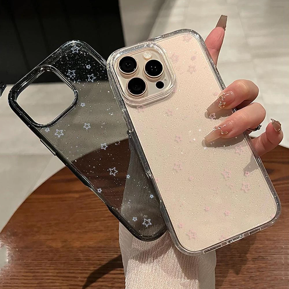 เคส iPhone 17 16 Pro Max iPhone 11 เคสใสแบบแวววาว TPUนุ่มสีสันสดใส ดาวห้าแฉกสีสันสดใส Compatible iPhone15 Pro max 14 13 thumbnail 5