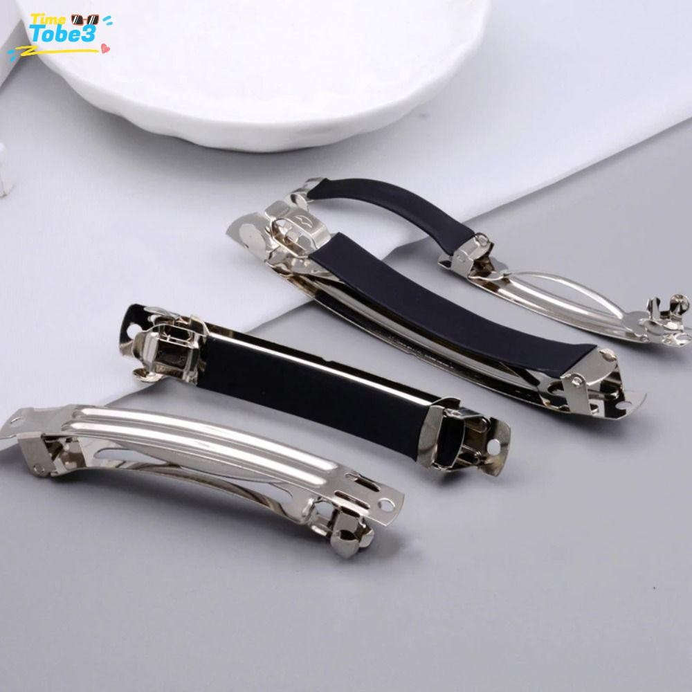 TOBE3 10 ชิ้นกิ๊บติดผมฤดูใบไม้ผลิ, สังกะสีอัลลอยด์สีดํา Anti-slip Barrette, DIY ฝาครอบฐานเปล่าเครื่องประดับทําอัตโนมัติคลิป Hairpins อุปกรณ์เสริม