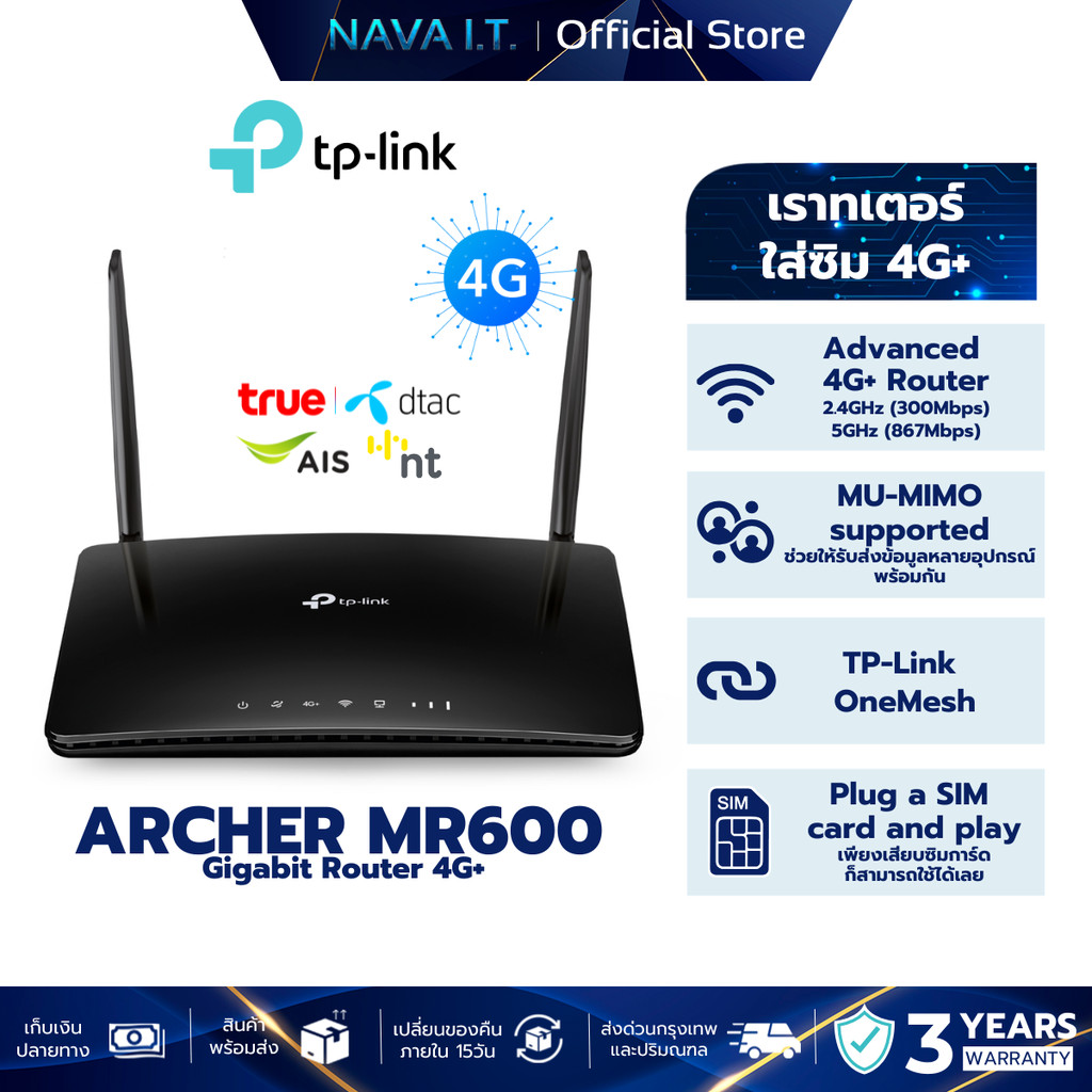 TP-LINK ARCHER MR600 4G+AC1200 WIRELESS DUAL BAND GIGABIT ROUTER