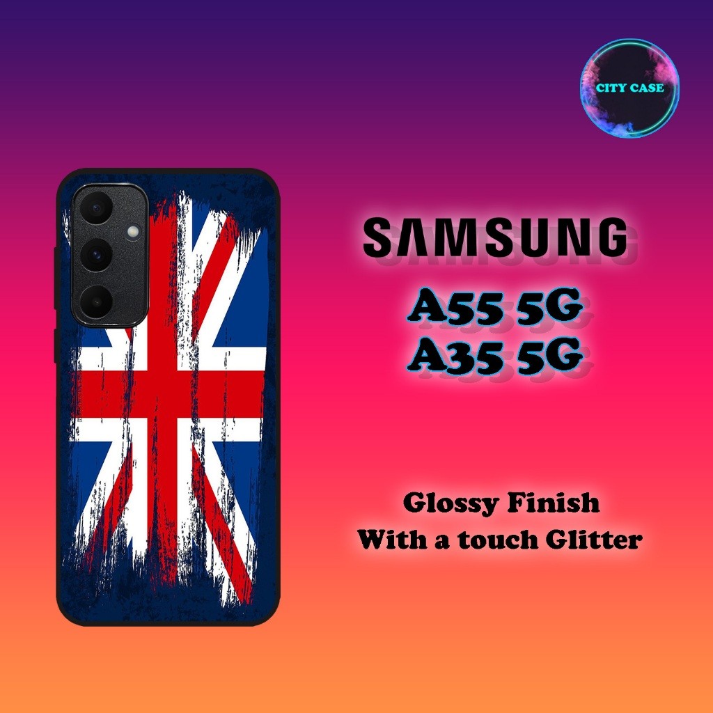 เคสที่กําหนดเอง GLOSSY ALL TYPE SAMSUNG A35 5G - A55 5G ENGLISH FLAG MOTIF [ PF77 ]