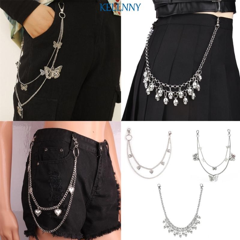 กางเกงยีนส์สไตล์Hip-Hop และPunk สำหรับDancers, Egirls และEboys แบบMultilayer พร้อมสายโซ่