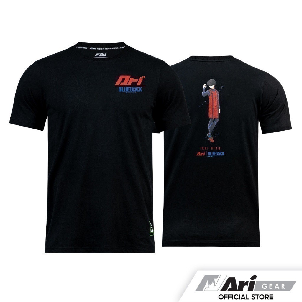 Fashion Niko Ari 2025 X Blue Lock Tee-เสื้อยืดสีดํา/แดง/ขาว สีดํา