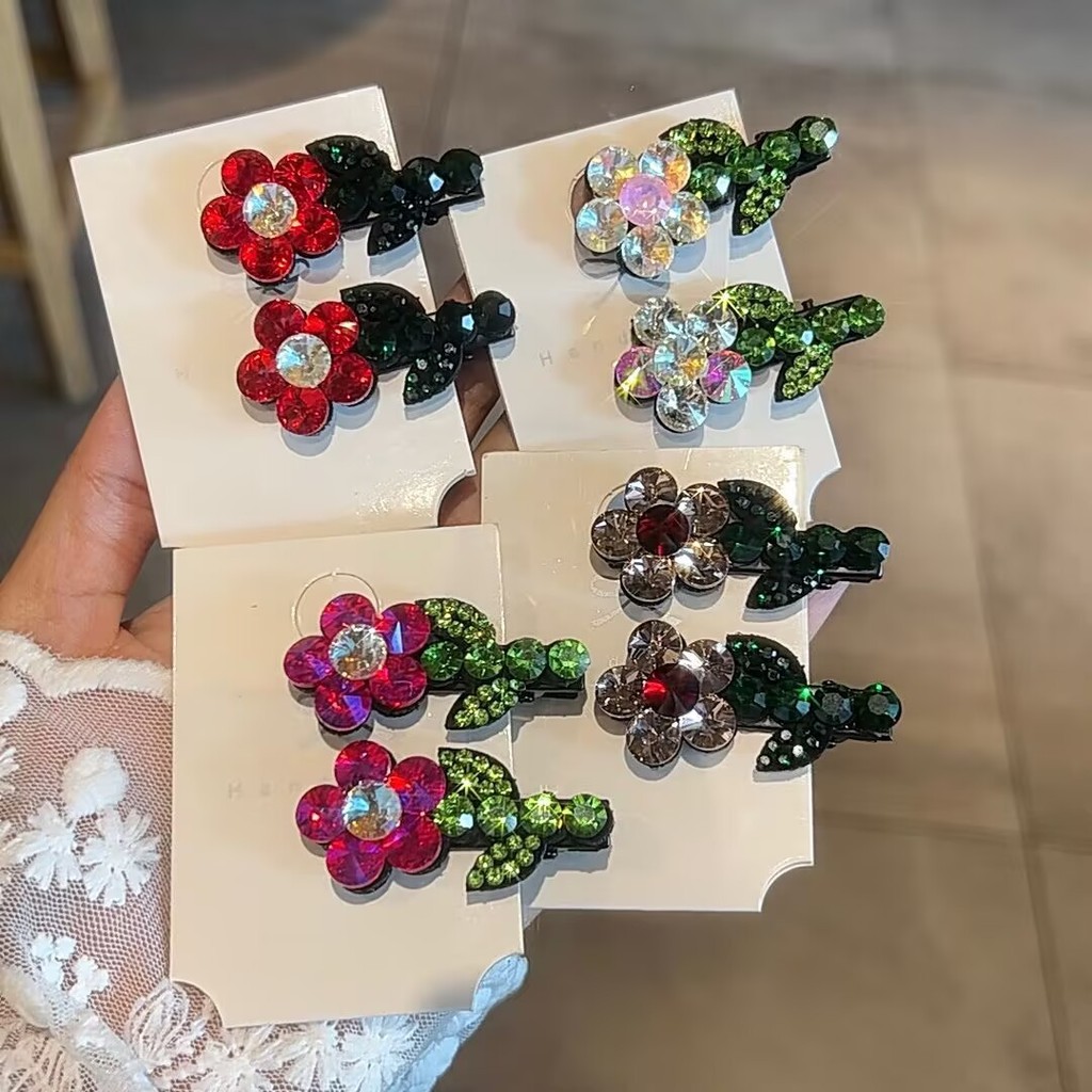 คุณภาพสูงระดับไฮเอนด์เวอร์ชั่นเกาหลีหวานคลิปขนาดเล็กดอกไม้แบน ใบเรียกเก็บเงินเป็ด คลิปคลิปด้านข้างแฟชั่นสีหน้าผากผมหัก