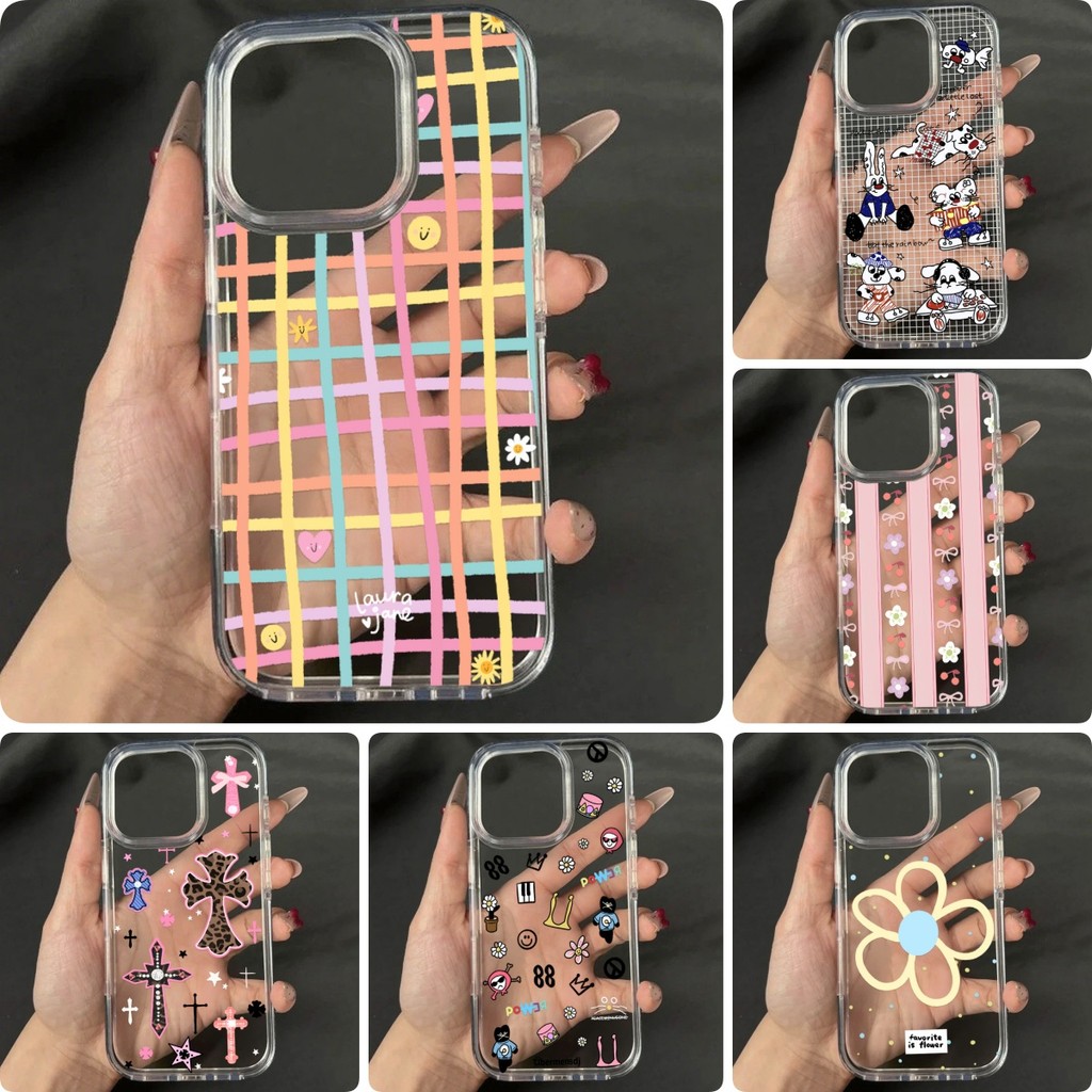 INS เหมาะสำหรับ Samsung A56 A55 A36 A35 A16 A26 A06 A15 4G S25 เคสโทรศัพท์มือถือ TPU ใสกันกระแทกสุดเก๋