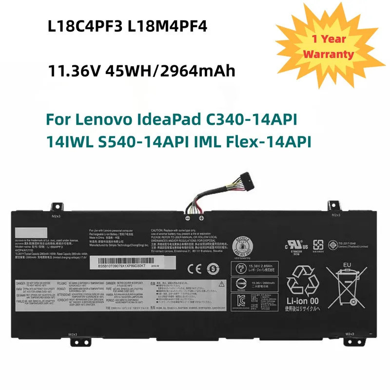 2964mAh L18M4PF4 L18M4PF3 L18C4PF3 L18C4PF4 Battery For Lenovo IdeaPad C340-14API 14IWL S540-14API I