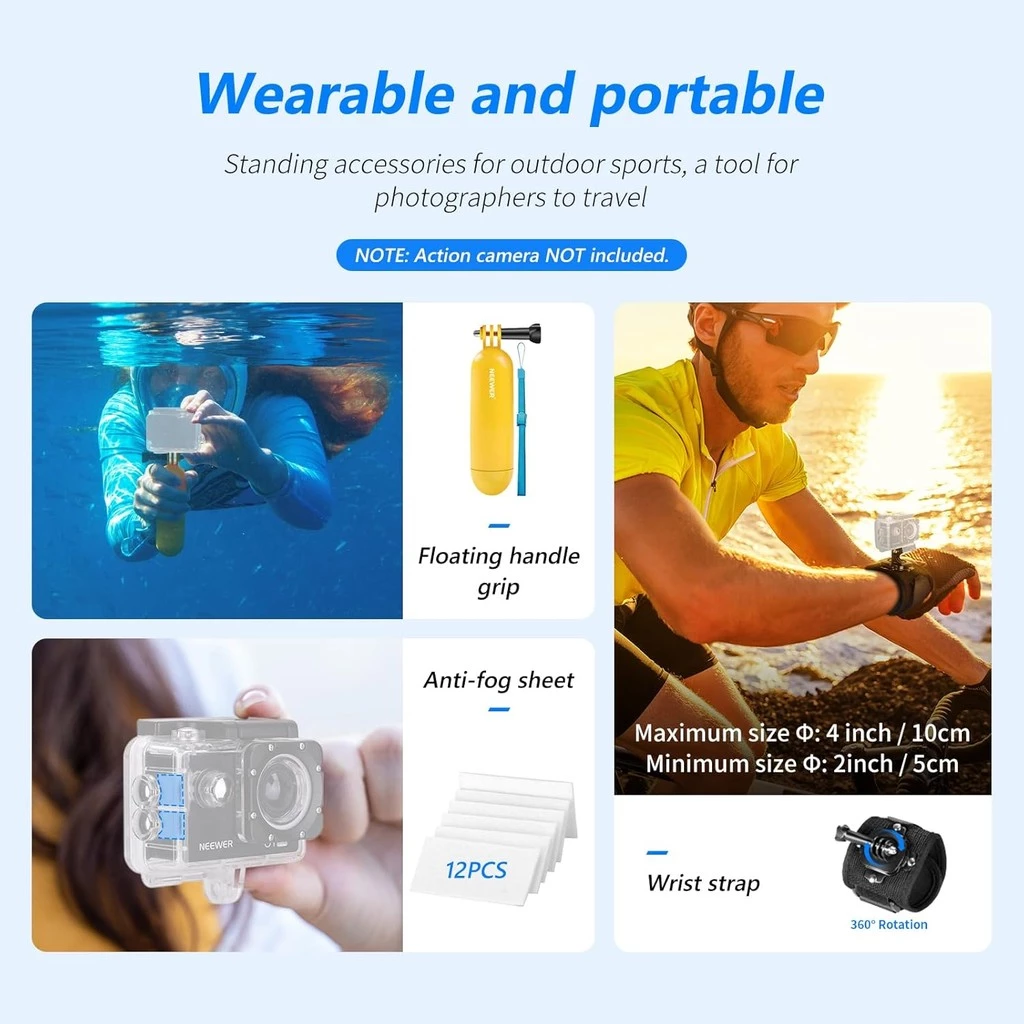 NEEWER ชุดอุปกรณ์เสริมกล้องแอคชั่นแคม 50-in-1 สำหรับ GoPro Hero 12/11 DJI OSMO Insta360 thumbnail 6