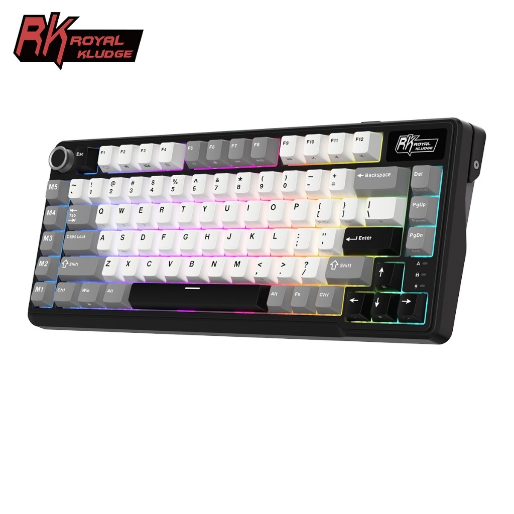 Royal Kludge RK L75 Knight สีดํา 85 คีย์ Diy TriMode RGB แบบมีสายบลูทูธ 2.4G คีย์บอร์ด