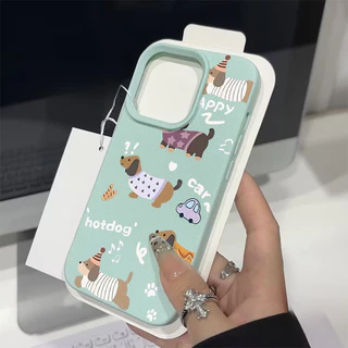 สุนัข เคสไอโฟน15 สำหรับ IPhone 7 12 11 13 16 14 Pro Max XS XR X 7Plus 8Plus Max 7 14 8 Plus SE แฟชั่น เปลือกหนังอ่อน