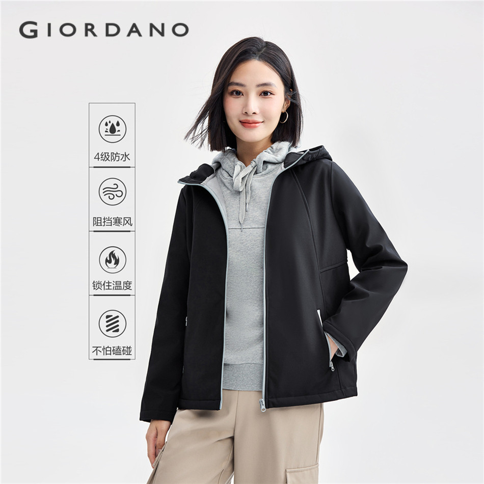 GIORDANO WOMEN Polar fleece lining hooded windbreaker 13374846