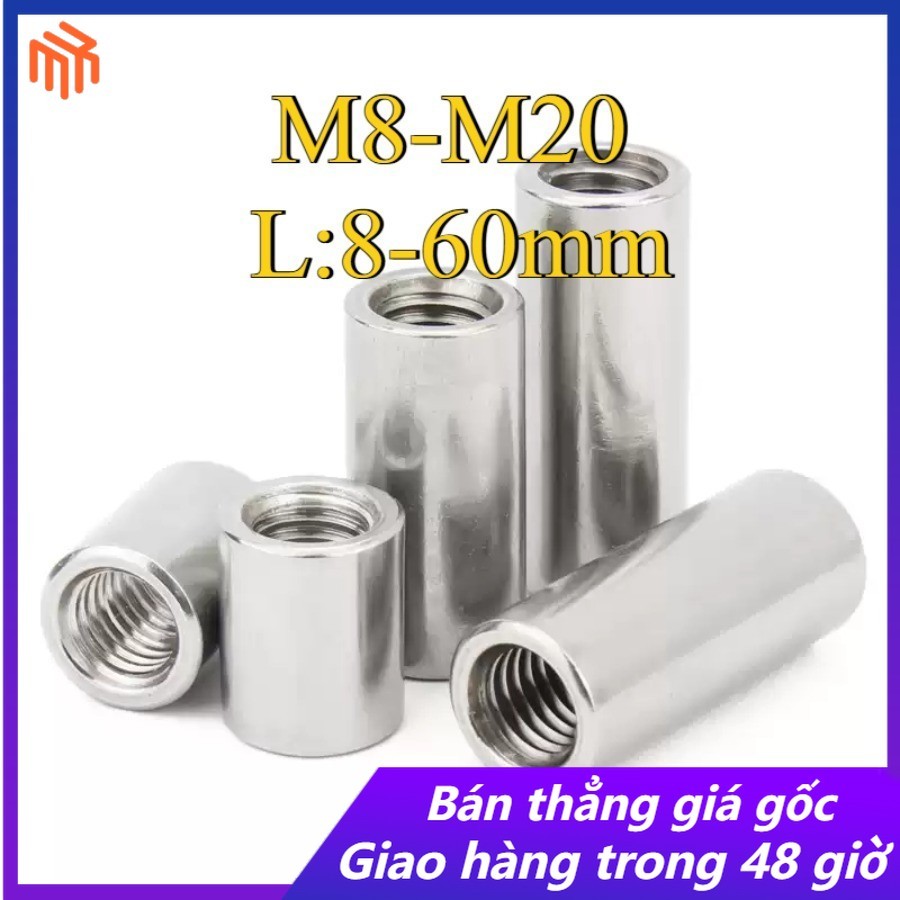 น็อตข้อต่อกลมสแตนเลส 304, น็อตเชื่อมต่อ, น็อตข้อต่อ M8-M20 (MX-VN)