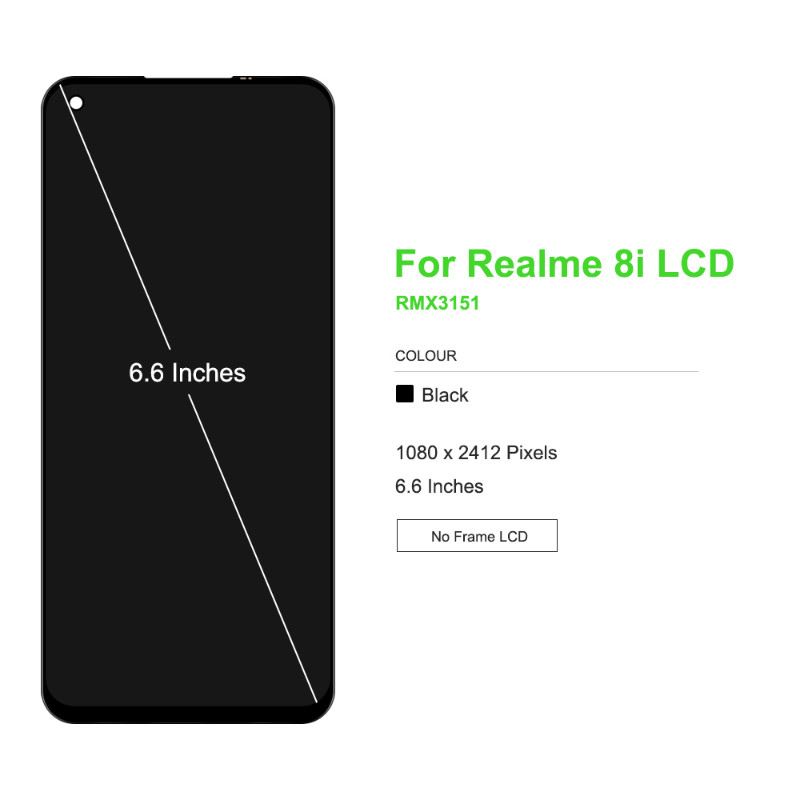 LCD สําหรับ OPPO Realme 8i / 9i /OPPO A96 4G จอแสดงผล LCD Touch Screen Digitizer Assembly Replacemen