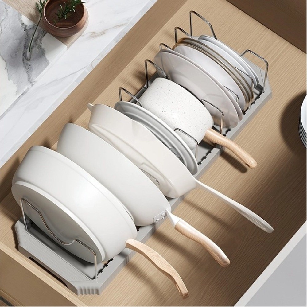 Wkpfr893ชั้นวางจานขยายได้,สแตนเลสอเนกประสงค์เคาน์เตอร์ครัว,ทนทานประหยัดพื้นที่ปรับขยายกระทะออแกไนเซอร์แร็คครัว - รูปที่ 2