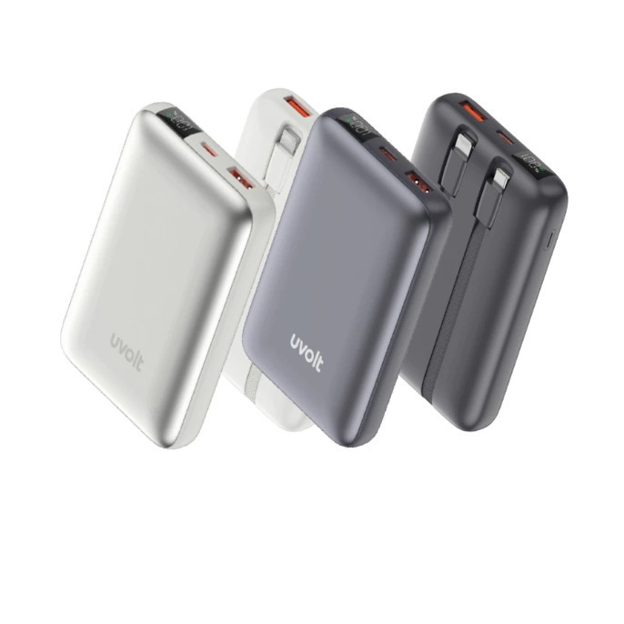 Uvolt UVP10C-02 พาวเวอร์แบงค์สายในตัว Powerbank 10000mAh PD22.5W Type-C/Type-L พอร์ตType-C/USB-A