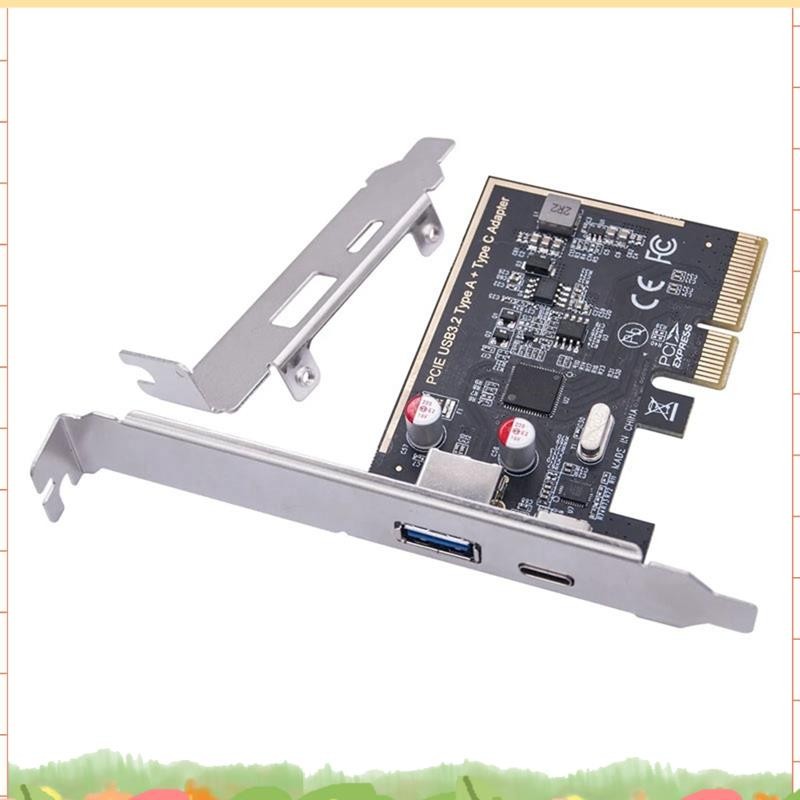 PCIE USB 3.2 GEN2 10G + ประเภท C 10G อะแดปเตอร์ PCI Express X4 การ์ดขยาย Riser ASM1142 ชิปคอนโทรลเลอ