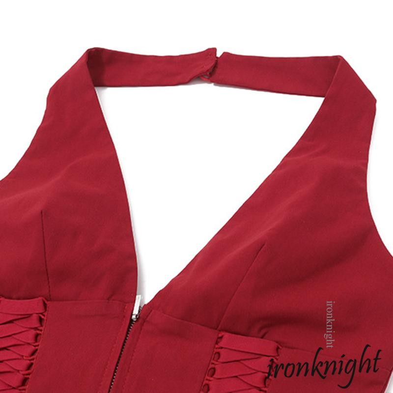 Ironknight – สไตล์ Halter สำหรับผู้หญิง แขนกุดรัดตัว มิดชิด กางซิปหน้า เหมาะสำหรับสวมใส่ลำลองในฤดูร้อน ราคา ถูกที่สุด ดีลบีเคเค แกลเลอรีภาพที่ 4