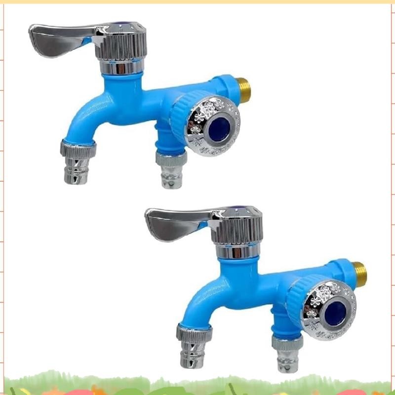2PCS 2 Way Faucet Faucet Splitter Garden Hose Splitter Water Spirgot Splitter, Outdoor Double Taps W