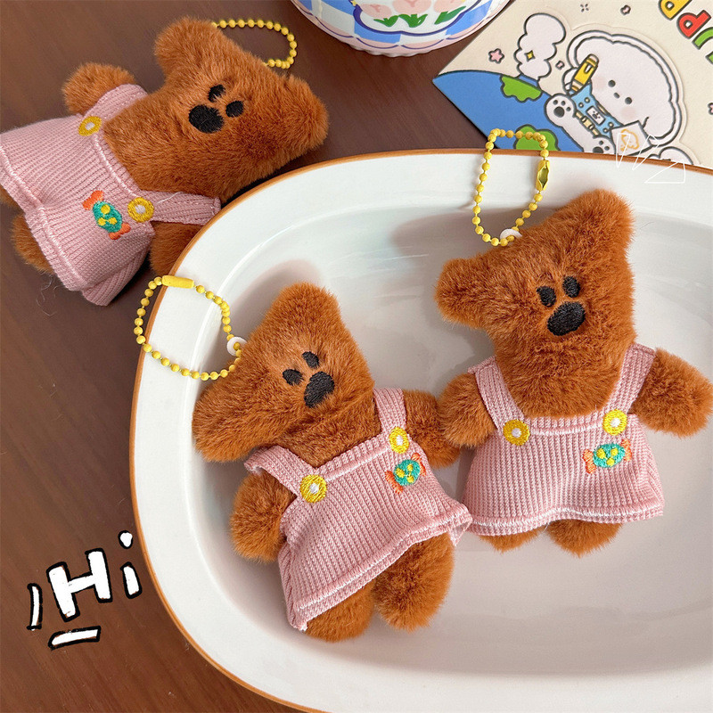 ตุ๊กตาสายรัดกางเกงหมีจี้การ์ตูนหมีคดเคี้ยวพวงกุญแจกระเป๋าตุ๊กตาสาวพวงกุญแจกระเป๋าเป้สะพายหลังจี้