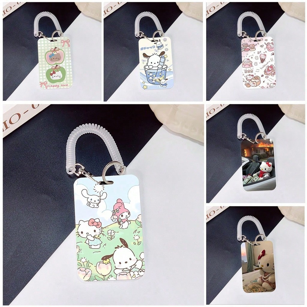 SANRIO การ์ตูน ซานริโอ นักเรียน สไลด์ผู้ถือบัตร อาหาร/รถบัส/ธนาคาร/เครดิต/เข้าช
